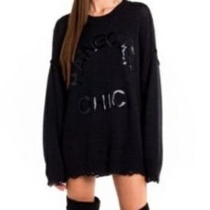 Wildfox Hangover Chic Distressed Oversized Sweater